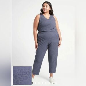 Athleta Brooklyn textured jumpsuit women's size 16 navy blue #981034 NWOT